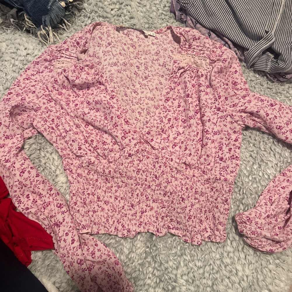 Astr Pink Floral Top